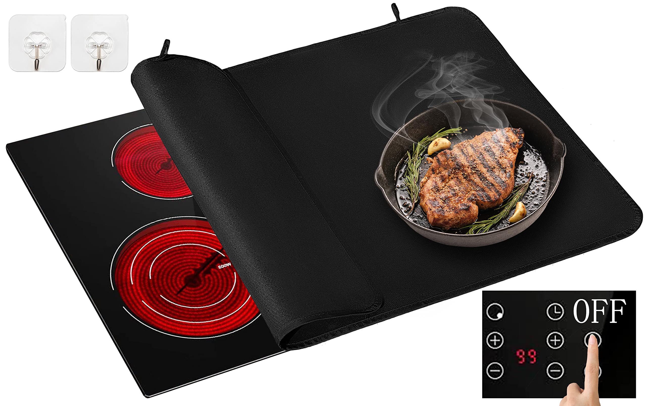 Amerbro Fireproof Stove Top Cover for Electric Stove - 21×29.5 inch Waterproof Electric Stove Cover - Glass Stove Top Cover - Glass Stove Top Protector for Prevent Scratches and Dust, 0.6mm Thin