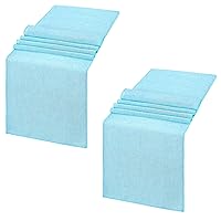 LuoluoHouse Burlap Table Runner Baby Blue Party Table Runners 2 Pack 13x84 Inch Farmhouse Spring Table Linen for Family Dining Ceremony Table Decoration