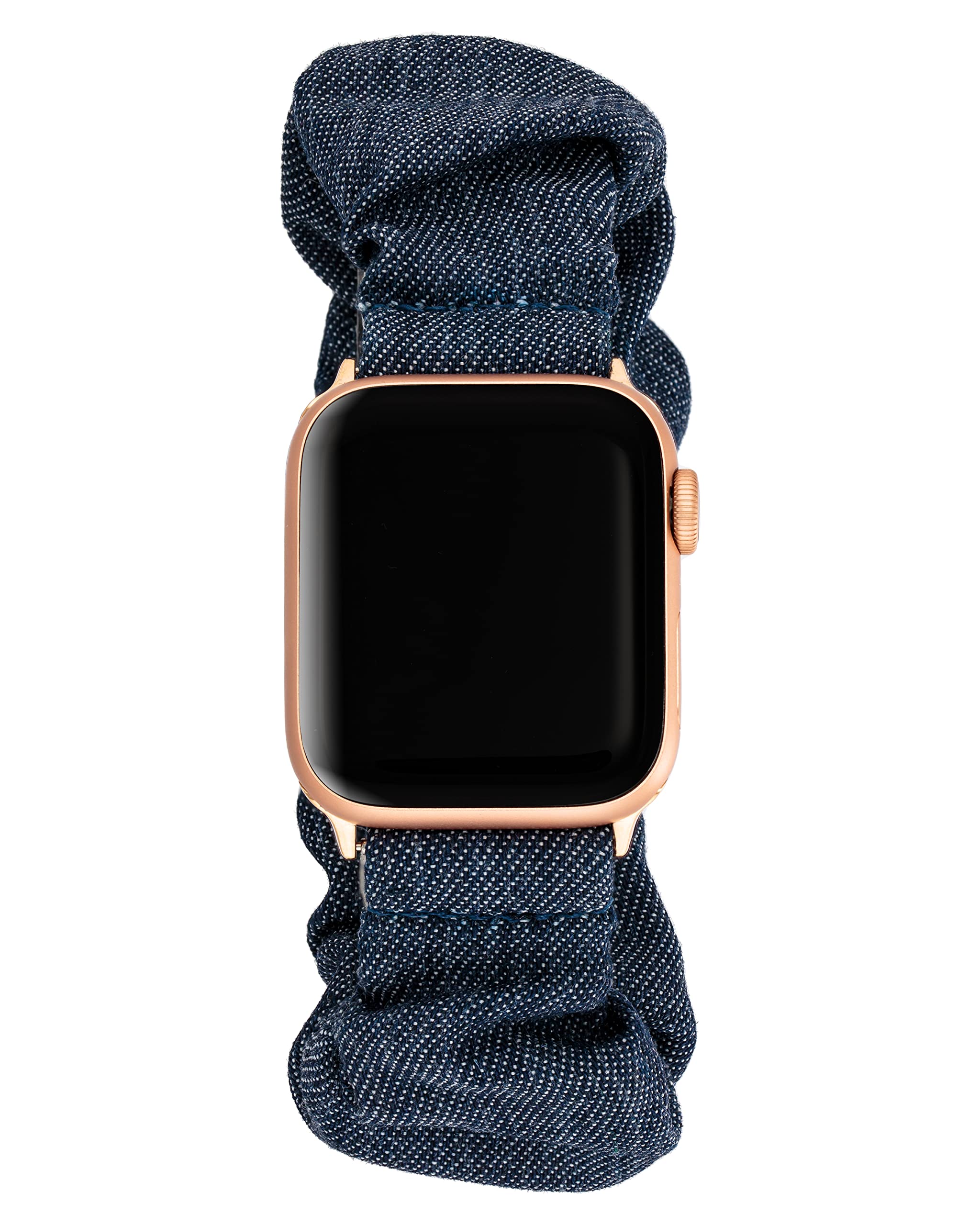 Anne Klein Denim Scrunchie Fashion Band for Apple Watch Secure, Adjustable, Apple Watch Band Replacement, Fits Most Wrists