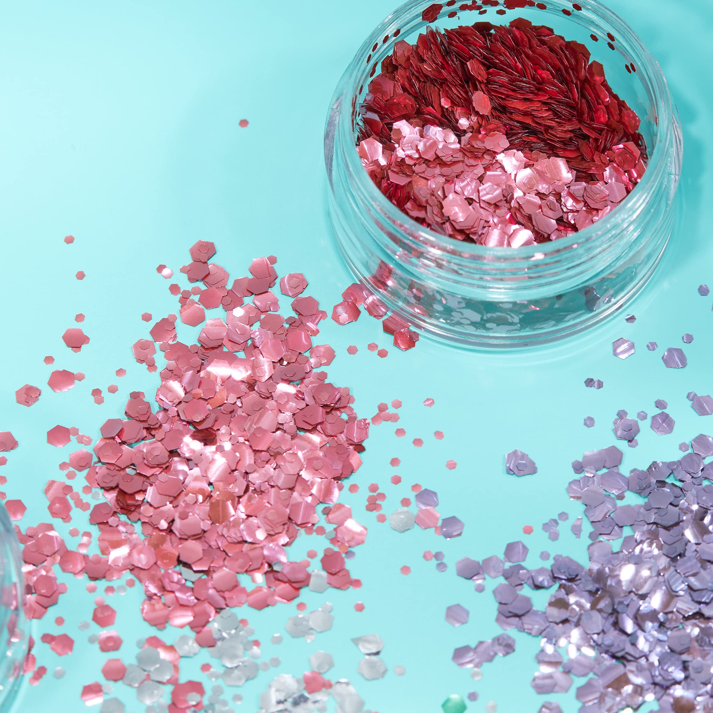 Biodegradable Eco Chunky Glitter by Moon Glitter - 100% Cosmetic Bio Glitter for Face, Body, Nails, Hair and Lips - 3g - Set of 5 - plus Glitter Fix Gel