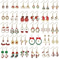 30 Pairs Christmas Earrings Xmas Holiday Jewelry Christmas Dangle Earrings for Women Bells Snowflakes Earrings for Girls, 30 Styles, Leather, Ammolite