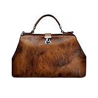 ZLYC Women Retro Vintage Genuine Leather Doctor Top Handle Cross Body Bag