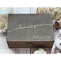 Love You Memory Wooden Decorative Box Gift For Wife Wedding Gift For Couples Laser Engraved Custom Box Keepsake Box Memory Box Wooden Art 8.5 in x 6 in x 3 in (Custom Box)