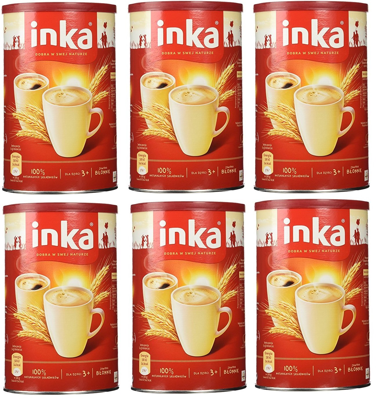 INKA Roasted Grain Coffee Kawa Zbozowa Pack of 6 - 200 Gram Cans