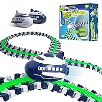 USA Toyz Zero G Space Glow Race Track for Kids- 258pc Glow in The Dark Flexible Race Track Set with Suction Cups, 2 Rocketship Cars, Take Apart STEM Building Toy Car Tracks for Boys and Girls Age 3+