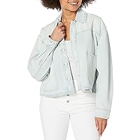 [BLANKNYC] Womens Luxury Clothing Denim Trucker Jacket, Comfortable & Stylish Coat, Piano Solo, Small