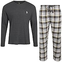 U.S. Polo Assn. Men's Thermal Pajama Set - Waffle Knit Top and Long John Sweatpants, Gift Box