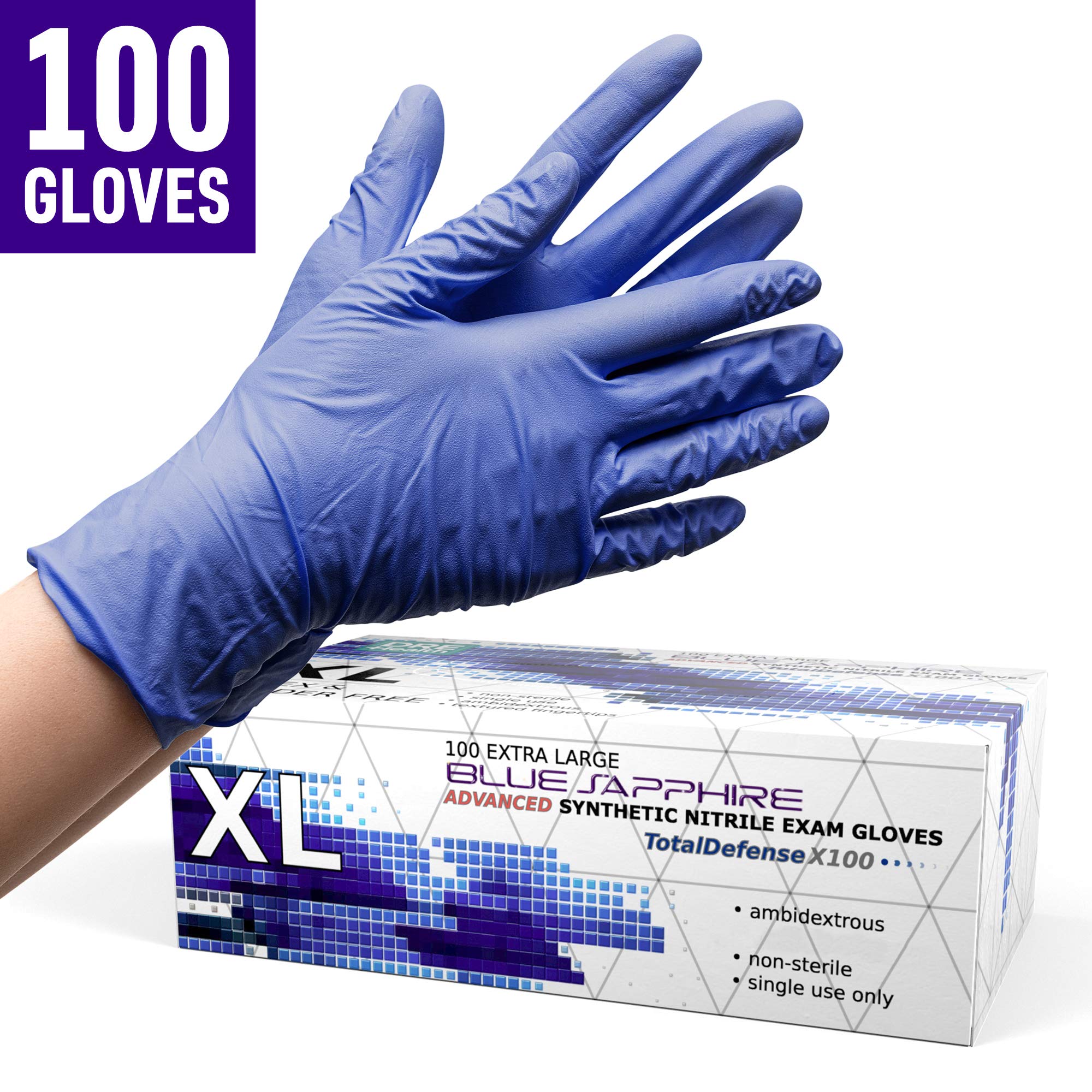 Dre Health Synthetic Nitrile Disposable Gloves X Large -100 Pack -Latex Free Medical Gloves