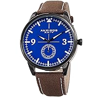 Akribos XXIV Designer Men’s Watch – Casual Canvas Strap Fashion Wristwatch with Chronograph Dial