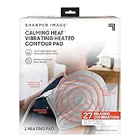 Calming Heat Vibrating Heating Contour Pad by Sharper Image- Weighted Electric Heating Pad with Massaging Vibrations, 12 Settings- 3 Heat, 9 Massage- 27 Relaxing Combinations, 14.5” x 14.5”, 4 lbs