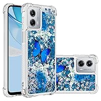 Samsung Galaxy A55 5G Case Bling Glitter Case Soft TPU Floating Clear Liquid Hearts Quicksand Shiny Flowing Shockproof Cover for Samsung Galaxy A55 5G YB-LS Blue Butterfly