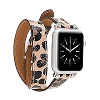 Leaopard iWatch Series Ultra, 9, 8, 7...1 Compatible with Apple Watch Band Double Wrap Leather Strap for women 38mm 40mm 41mm 42mm 44mm, 45mm, 49mm, Feminine Design Custom Wristband