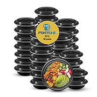 32 oz Round Meal Prep Container with Lids – 50 Pack | Disposable Food Storage Containers | BPA-Free, Microwave, Freezer, and Dishwasher Safe Food Prep Containers