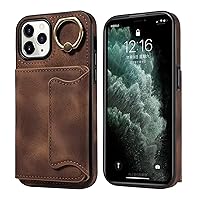 Wallet Case for iPhone 13 (6.1 inch) (6.1 inch),Premium PU Leather [3 Card Slots] ID Credit Holder [360°Rotatable Ring Holder Magnetic Kickstand] Shockproof Flip Cover Case for Women Men,Brown