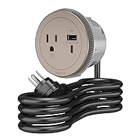 Legrand Wiremold RFPCRUAUC-NI Round Furniture Power Center with USB, 1 Outlet, Type A/C USB, 6 Foot Cord, Nickel