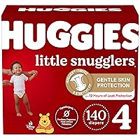 Huggies Size 4 Diapers, Little Snugglers Baby Diapers, Size 4 (22-37 lbs), 140 Ct (2 packs of 70)