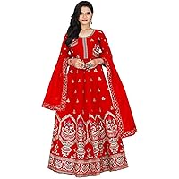 Jessica-Stuff Women Embroidered Cotton Silk Semi Stitched Anarkali. Wedding Dress (1184)