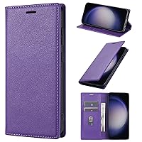 XYX Wallet Case for Motorola G Play 2024 4G, Solid Color PU Leather Slim Phone Case Kickstand Card Slots Magnetic Flip Cover for Moto G Play 2024 4G, Purple
