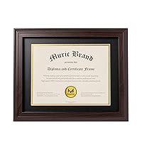 Diploma Frame – Double Mat Document Frame with Real Glass, Display for Graduation Degree, Certificate, Award, License, Holds 8.5x11 with Mat or 11x14 Without Mat, Gift for Grad, Black Walnut