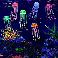 Lpraer 6 Pack Glow Jellyfish Floating Fish Tank Decorations Glowing Effect Silicone Simulation Jellyfish Ornament Aquarium Decorations (6 Colors)