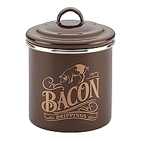 Ayesha Curry Enamel on Steel Bacon Grease Can / Bacon Grease Container - 4 Inch, Brown