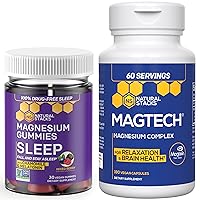 Natural Stacks Magtech Magnesium & Sleep Magnesium Citrate Gummies Bundle - 4 Forms of Magnesium - Supports Relaxation and Brain Health - 210 Pieces