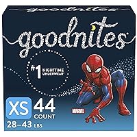 Goodnites Boys' Nighttime Bedwetting Underwear, Size Extra Small (28-43 lbs), 44 Ct (2 Packs of 22), Packaging May Vary
