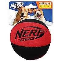 Nerf Dog Trackshot Ball Dog Toy, Lightweight, Durable and Water Resistant, 4.5 Inches, for Medium/Large Breeds, Single Unit, Red