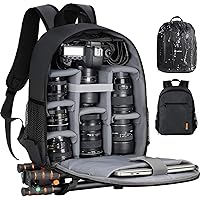 TARION Professional Camera Backpack/Bag with Rain Cover Laptop Compartment Waterproof Photography Backpack Case for Women Men Photographers DSLR SLR Mirrorless Camera Lens Tripod Black TB-S