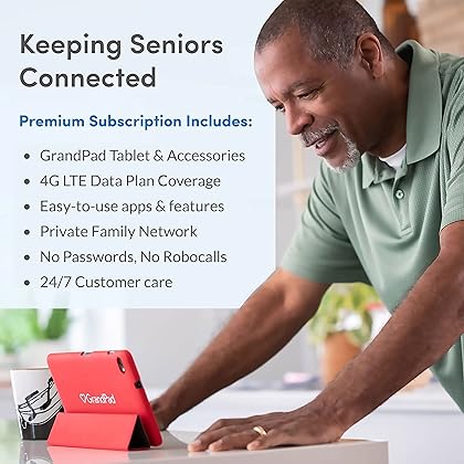 GrandPad Senior Tablet with Phone Capabilities, 4G LTE, Wireless Charger, Stylus, - 1 Month Premium Service Plan Included, Purchase a Plan at Activation