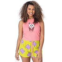 SpongeBob SquarePants Ladies Pyjama Set | Womens Ribbed Vest & Green Elasticated Shorts | Patrick Star Graphic Sleepwear