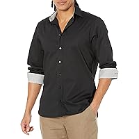 Nick Graham Long Sleeve Lattice Circles Dress Shirt for Men, Wrinkle Free Men’s Dress Shirt with Performance Fabric
