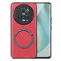 ZORSOME for Honor Magic 5 Pro Back Protective Case, Pure Color Lightweight Magnetic PU Leather Case for Honor Magic 5 Pro,【Support Wireless Charge and Wallet】,Red
