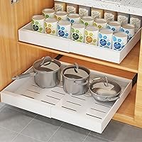 COVAODQ Pull Out Cabinet Organizer Extendable Sliding Slide Out Pantry Shelves Storage No Punch for Kitchen Base Cabinet Organization, Pantry, Bathroom Adjustable Width 12.4