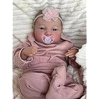 19 Inches Awake Newborn Baby Size Lifelike Reborn Baby Girl Doll Full Body Silicone Vinyl Collectible Art Doll Look Realistic