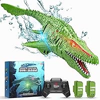 Remote Control Dinosaur, 2.4G Water Toys RC Boat with Light Module Batteries Boat for Swimming Pool Lake Bathroom Bath Birthday Party Kids Boys Girls