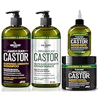 Hair Chemist Superior Growth Jamaican Black Castor Shampoo Hair Care Collection 4PC SET - Includes 33.8oz Shampoo, 33.8oz Conditioner, 12oz Hair Mask & 7oz Hair Oil