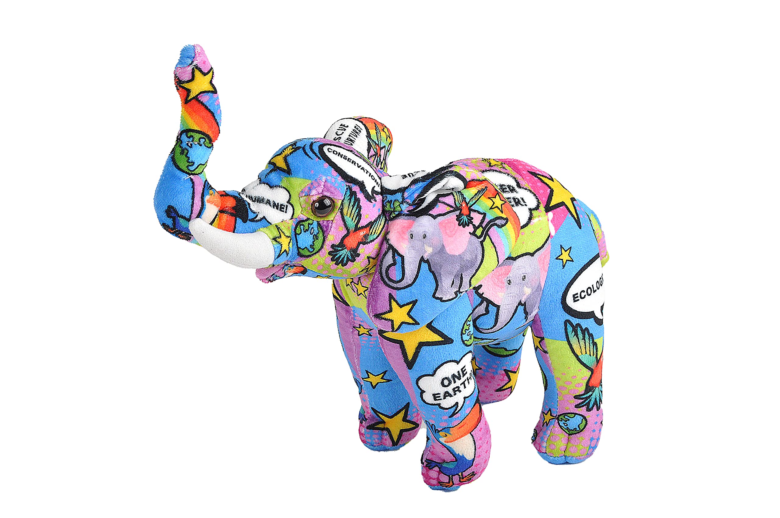 WILD REPUBLIC Message from The Planet, Elephant, Stuffed Animal, 12 inches, Gift for Kids, Plush Toy, Made from Spun Recycled Water Bottles, Eco Friendly, Child’s Room Decor