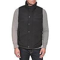 Tommy Hilfiger Men's Diamond Quilted Stand Collar Vest, Black, X-Large
