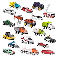 Driven by Battat – Pocket Fleet 2 – 20 Packs Mini Toy Vehicles – Race Car, Construction Trucks, Police SUV, Airplane, Fire Truck & More – Gift Toy for Boys & Girls Age 3+