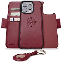 Dreem Bundle: Fibonacci Wallet Case for iPhone 14 Pro with Liberate AirTag Holder [Burgundy]