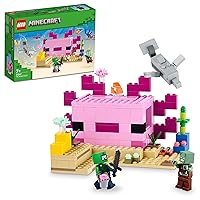 LEGO Minecraft The Axolotl House 21247 Building Toy Set, Creative Adventures at a Colorful Underwater Base, Includes a Diver Explorer, Dolphin, Drowned and More, Minecraft Toy for 7 Year Old Kids