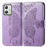 for Motorola G Stylus 5G 2024 Wallet Case Embossed PU Leather Flip Protective Phone Case with Card Slots Holder Magnetic Shockproof Cover for Moto G Stylus 5G 2024 Butterfly Light Purple SDB