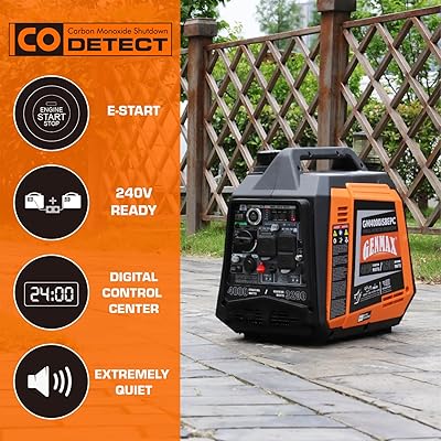 GENMAX Quiet Power Series Inverter Generator，Gas Powered, EPA Compliant,  Eco-Mode Feature, Ultra Lightweight for Backup Home Use & Camping