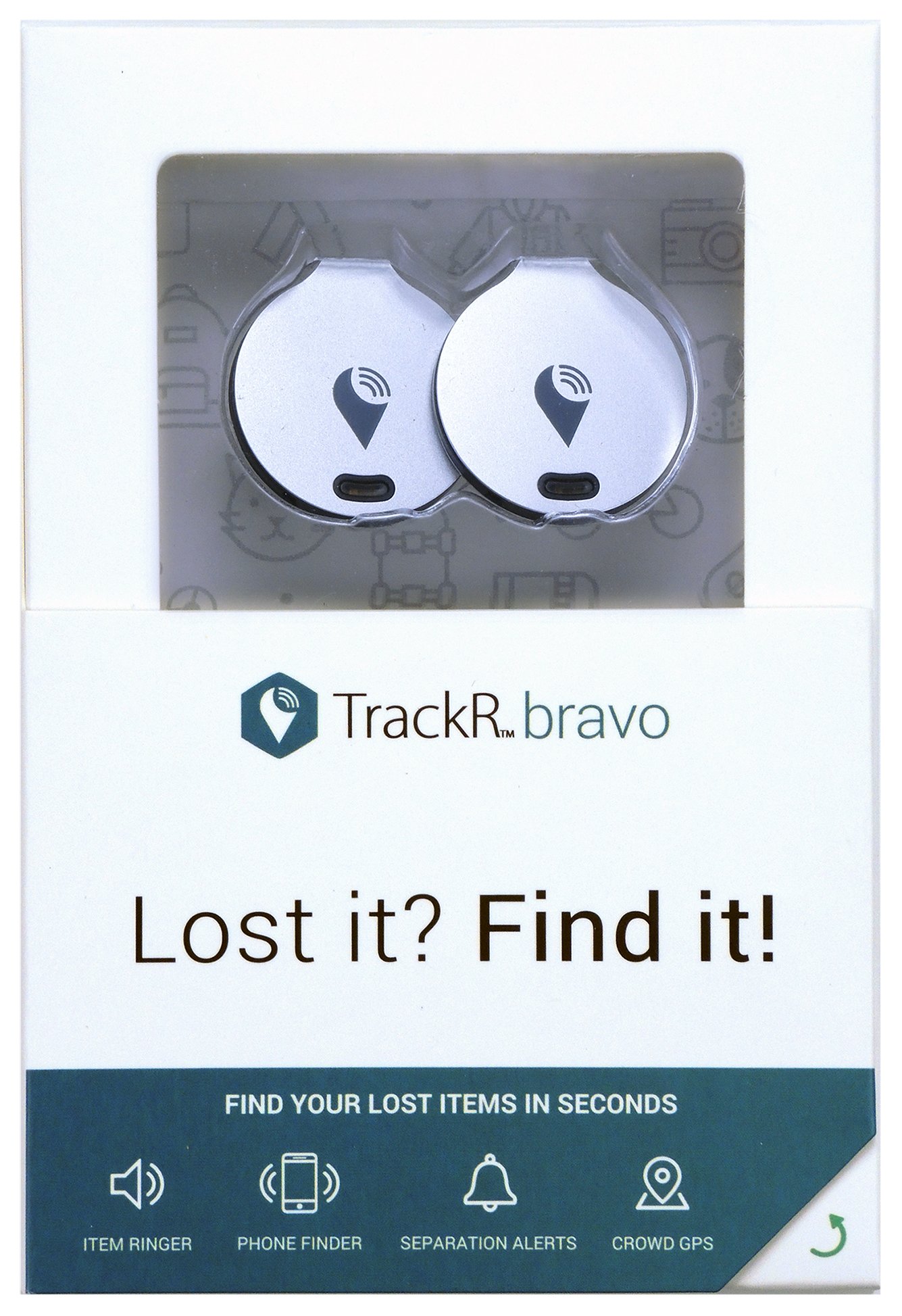 TrackR Bravo Bluetooth Tracker [2 Unit] Silver