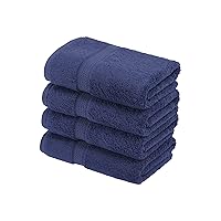 Superior Egyptian Cotton Pile Hand Towel Set of 4, Ultra Soft Luxury Towels, Thick Plush Essentials, Absorbent Heavyweight, Guest Bath, Hotel, Spa, Home Bathroom, Shower Basics, Navy Blue