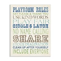 Stupell Home Décor Playroom Rules Typography in Blues, Green and Brown Canvas Wall Art, 16 x 20, Multi-Color
