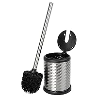 Bath Bliss Bowl Holder with Self Closing Lid, Space Saver, Deep Cleaning, Finger Print Proof Finish, Hygienic Toilet-Brushes, 1 Pack, Silver