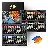 PHOENIX Oil Painting Kit - 5 Primary Color Tubes of Oil Paints (12ml/0.4 Fl  Oz) & 5 Oil Paint Brushes - Oil Color Painting Supplies for Kids, Students