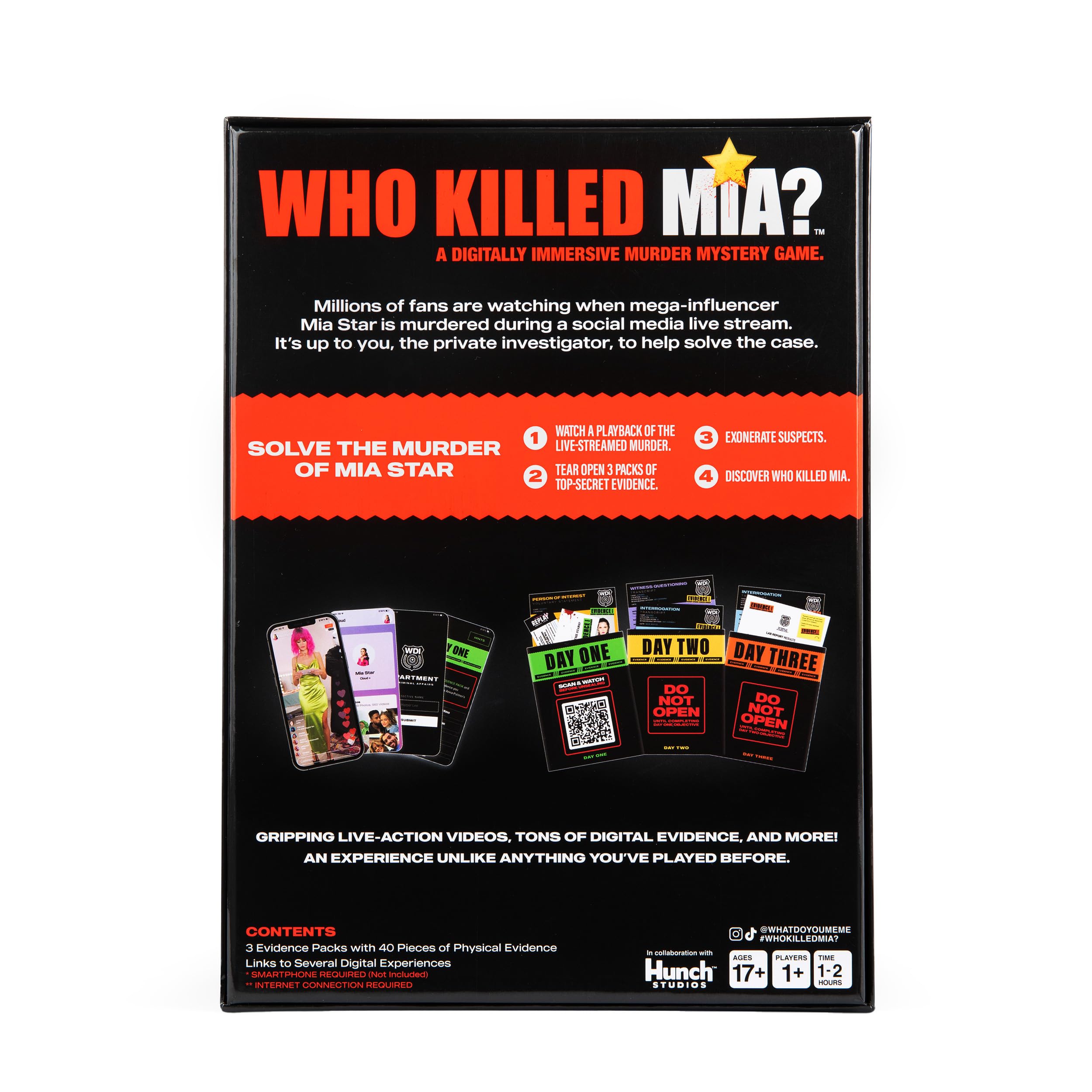 WHAT DO YOU MEME? Who Killed Mia — A Modern Murder Mystery Game True Crime Solving Games for Adults, Find Out who Killed Influencer Mia Star